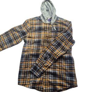 Men's VSTR long sleeve flannel with hoodie size S